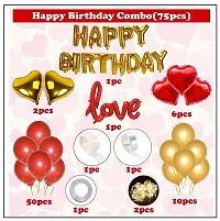 MEEZONE Red and Golden Happy Birthday Decoration Set 75Pcs Fairy Led Light Happy Birthday Foil Balloon Red Golden Heart and Metallic Balloons Arch Glue Dot Combo-thumb1