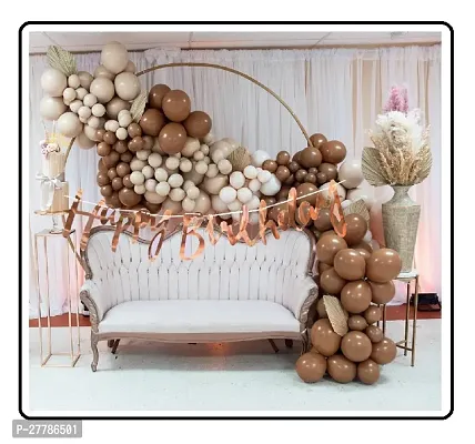 MEEZONE Peach Brown Gold White Balloons Combo Kit Of 62 Pcs For Party Decorations.-thumb0