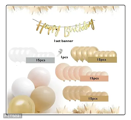 MEEZONE Peach Brown Gold White Balloons Combo Kit Of 62 Pcs For Party Decorations.-thumb2