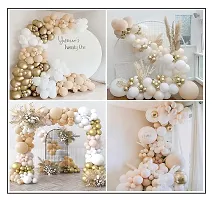 MEEZONE Peach Brown Gold White Balloons Combo Kit Of 62 Pcs For Party Decorations.-thumb2