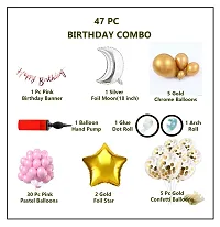 47 Pc Birthday Decoration Kit ndash; Pink and Gold Chrome Balloons with Banner, Arc, Glue Dot for 1st, 5Th,25th Party Room Decoration Combo SetBirthday-thumb1