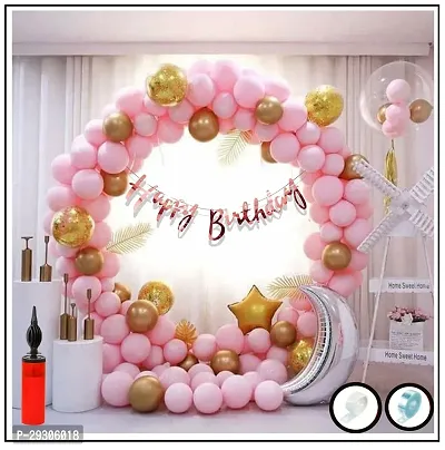 47 Pc Birthday Decoration Kit ndash; Pink and Gold Chrome Balloons with Banner, Arc, Glue Dot for 1st, 5Th,25th Party Room Decoration Combo SetBirthday-thumb3