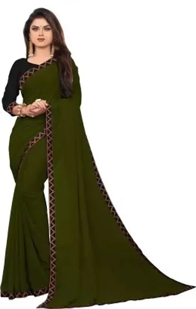 Florely Women's Georgette Simple Plain saree women With Blouse