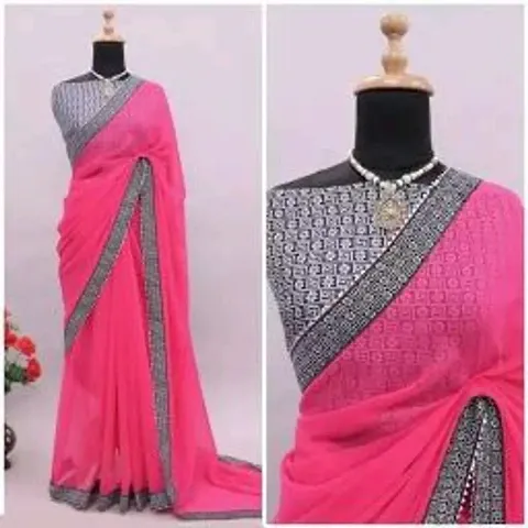 A Georgette saree with bhulbhulaiya lace pattern