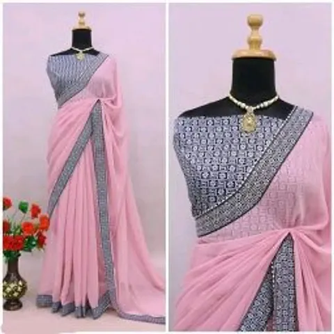 Attractive Georgette Saree with Blouse piece 