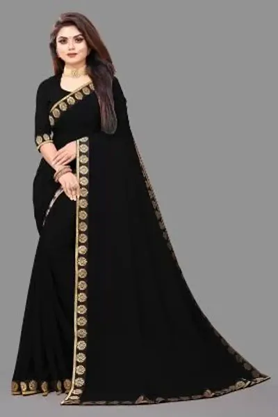 Solid/Plain Bollywood Georgette Saree/ New Super Trending Designer Saree Collecrion / Fency Saree