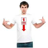 UDNAG Unisex Round Neck Graphic Fire Extinguisher Polyester T-Shirt White-thumb1