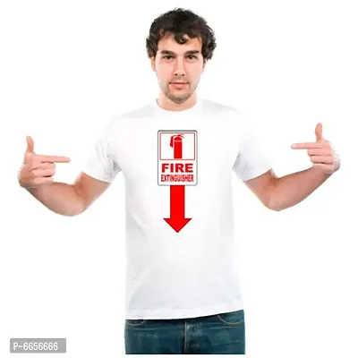 UDNAG Unisex Round Neck Graphic Fire Extinguisher Polyester T-Shirt White-thumb2