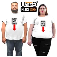 UDNAG Unisex Round Neck Graphic Marry me to win this Polyester T-Shirt White-thumb3