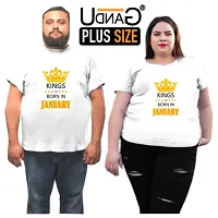 UDNAG Unisex Round Neck Graphic Birthday  Kings are born in January Polyester T-Shirt White-thumb3