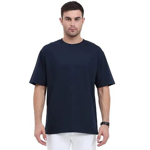 Trendy Blend Solid Round Neck Tees for Men