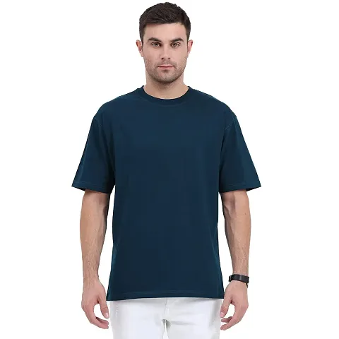 Trendy Blend Solid Round Neck Tees for Men