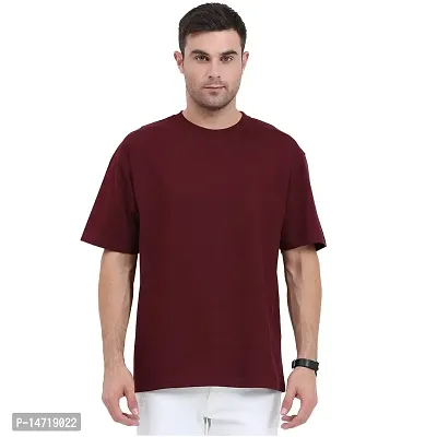 Bambiha Basics Maroon Oversized T-Shirt | Cotton Casual Oversized T-Shirt | Oversized Unisex Summer T-Shirt