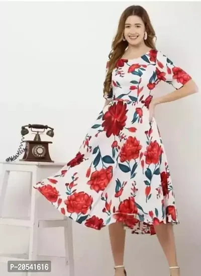 Stylish Fancy Designer Crepe Printed A-Line Dress For Women