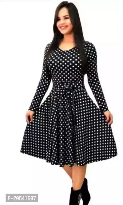 Stylish Fancy Designer Crepe Printed A-Line Dress For Women-thumb0