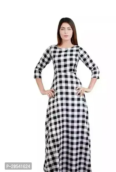 Stylish Fancy Designer Crepe Checked A-Line Dress For Women