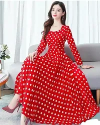 Women Summer Polka Dot Long Sleeve Long Casual Dress for Girls and Women-thumb1