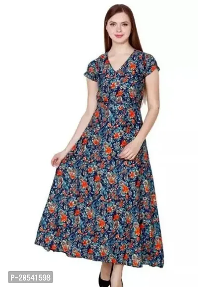 Stylish Fancy Designer Crepe Printed A-Line Dress For Women-thumb0