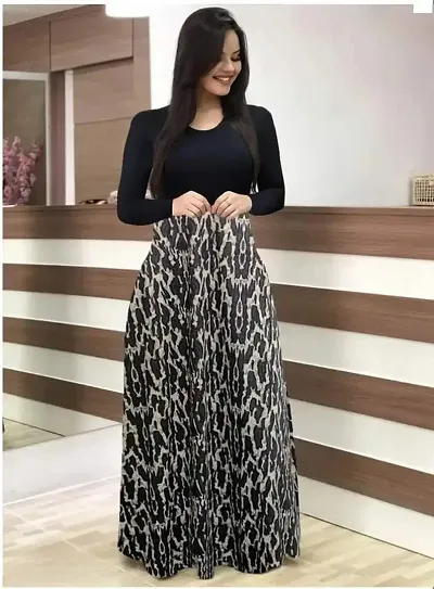 Stylish Printed Crepe Maxi Dress For Women