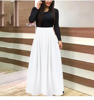 Stylish Crepe Solid Maxi Dress For Women