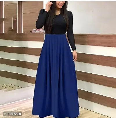 Elegant Crepe Maxi Length Dress For Women-thumb0