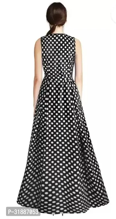 Elegant Polka Dot Crepe Sleeveless Dress For Women-thumb2