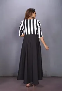 Stylish Crepe Dress With Stripes-thumb1