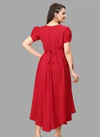 Elegant Solid Red Crepe Maxi Dress-thumb1