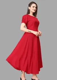 Elegant Solid Red Crepe Maxi Dress-thumb2