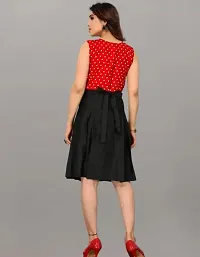 Stylish Red  Black Crepe Midi Dress-thumb3