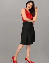 Stylish Red  Black Crepe Midi Dress-thumb1