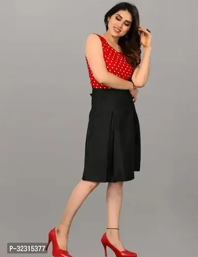 Stylish Red  Black Crepe Midi Dress-thumb2