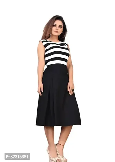 Stylish Black Crepe Midi Dress-thumb0