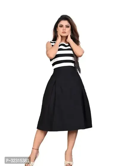 Stylish Black Crepe Midi Dress-thumb2