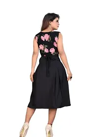 Stylish Floral Print Crepe Midi Dress-thumb1