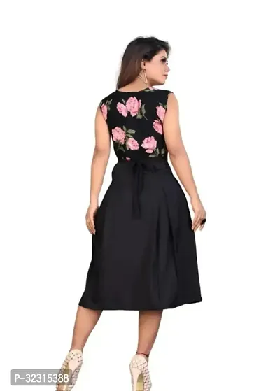 Stylish Floral Print Crepe Midi Dress-thumb2