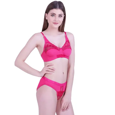 Buy Benivogue Stylish Women Net & Lace Bra Panty Set of 3 for Ladies, Girls  Lingerie Set in Soft Cotton Blended with Lycra Material at