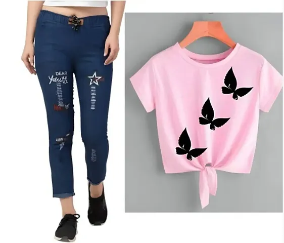 GLAMOROUS PRINTED TOP AND JOGGER FOR STYLISH WOMEN OR GIRLS COMBO
