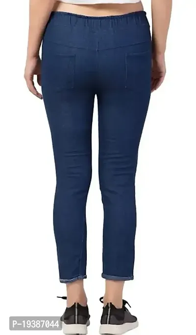 Stylish Navy Blue Denim Printed Jeans For Women-thumb2