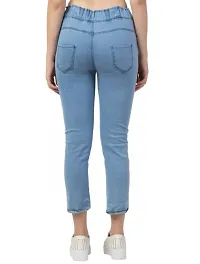 Stylish Blue Denim Solid Jeans For Women-thumb2