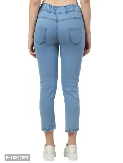 Stylish Blue Denim Solid Jeans For Women-thumb3