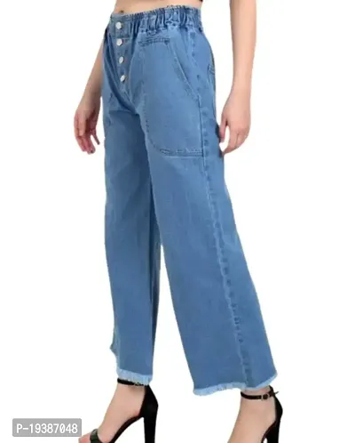 Stylish Blue Denim Solid Jeans For Women-thumb2