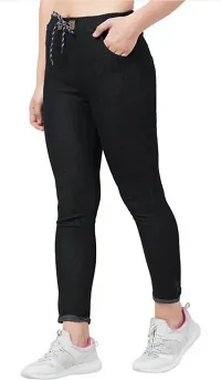 Stylish Black Denim Solid Jeans For Women-thumb3