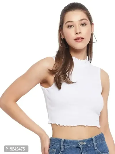 LE BOURGEOIS Women Solid Slim Fit Casual Crop Top