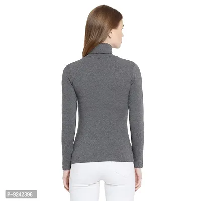 LE BOURGEOIS Women Slim Fit Casual Full Sleeve Highneck/Turtle-Neck Cotton Top-thumb4