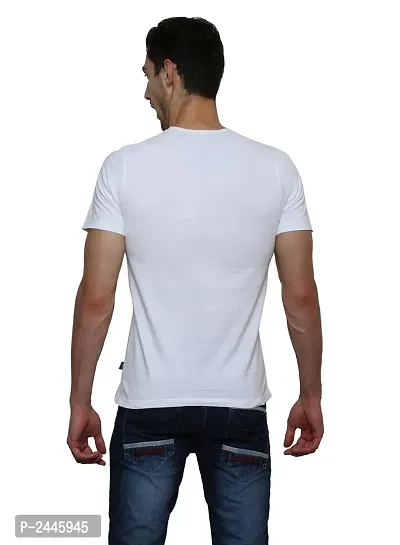 White V-Neck Half Sleeve Plain T-Shirt-thumb4