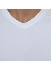 White V-Neck Half Sleeve Plain T-Shirt-thumb4