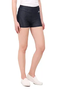 LE BOURGEOIS Women Waist Elastic Slim Fit Casual Poly Lycra Semi Stretchable Shorts/Active Wear/Sports-thumb2