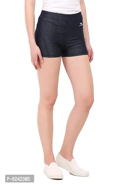 LE BOURGEOIS Women Waist Elastic Slim Fit Casual Poly Lycra Semi Stretchable Shorts/Active Wear/Sports-thumb3