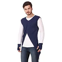 LE BOURGEOIS Round Neck Full Sleeve Asymmetric T-Shirt for Men-thumb1